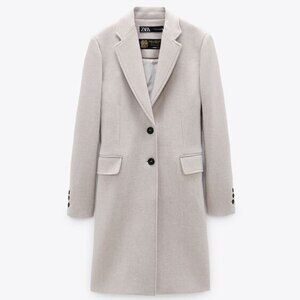 Zara Menswear style long coat in Stone